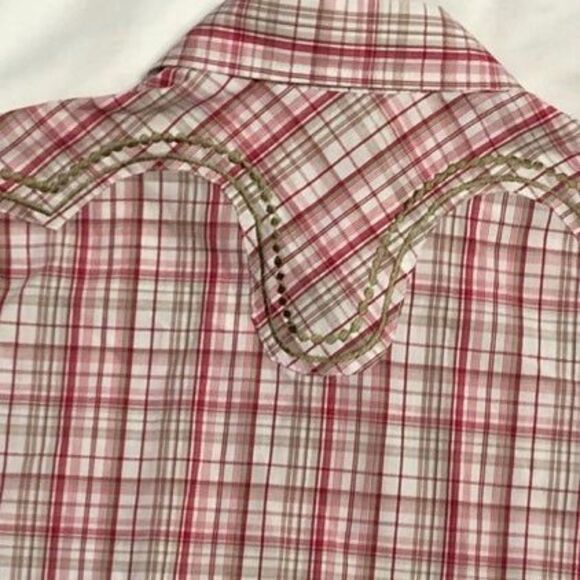 Womens Blouse Diamond Pearl Snap Western Plaid Shirt Size Small - Picture 8 of 8
